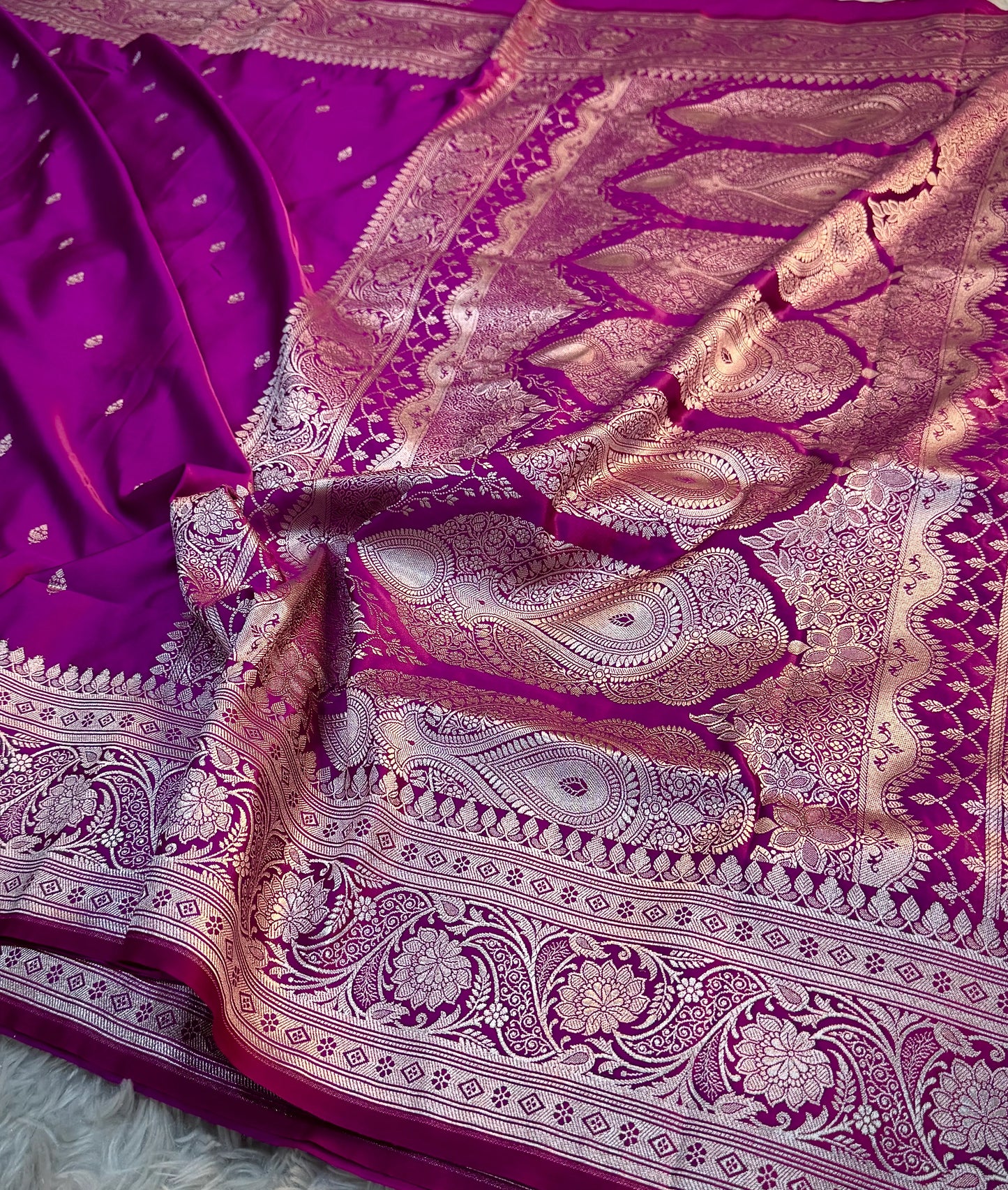 Purple Berry Mashru Katan Silk Saree