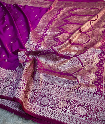 Purple Berry Mashru Katan Silk Saree