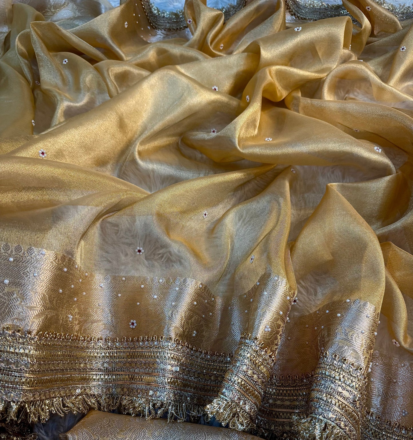 Light Gold Soft Silk Tissue Saree