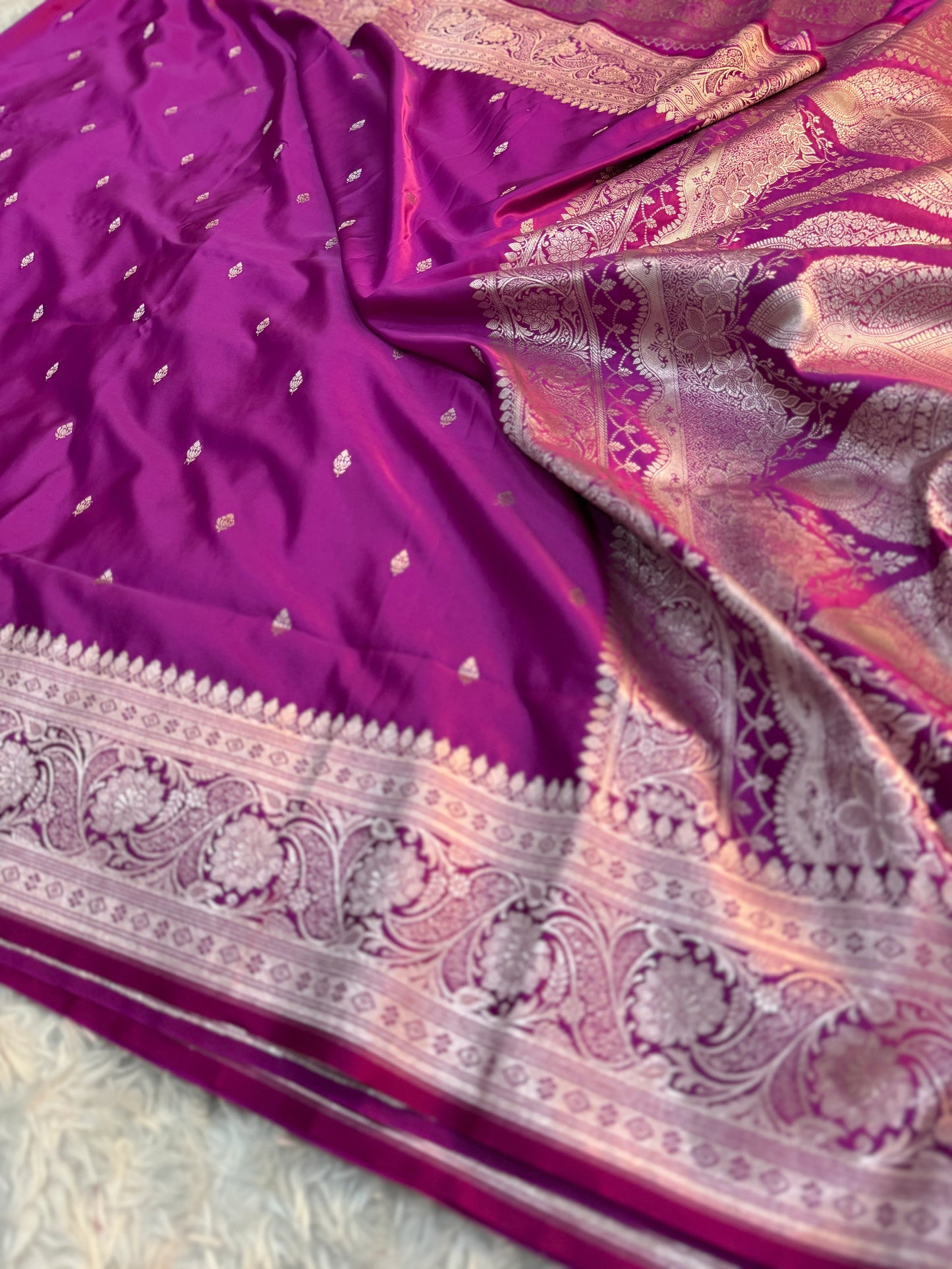 Purple Berry Mashru Katan Silk Saree