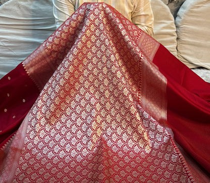 Classic Bridal Red Mashru Katan Silk Saree