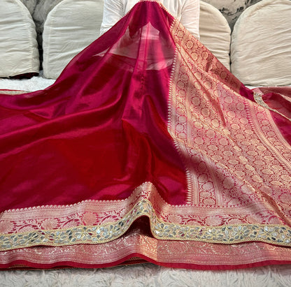 Fuchsia Berry Soft Silk Tissue Saree