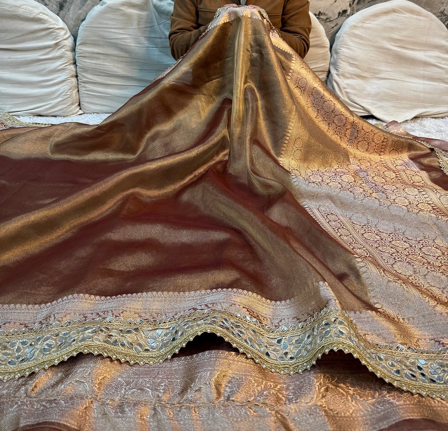 Bronze Soft Silk Tissue Saree