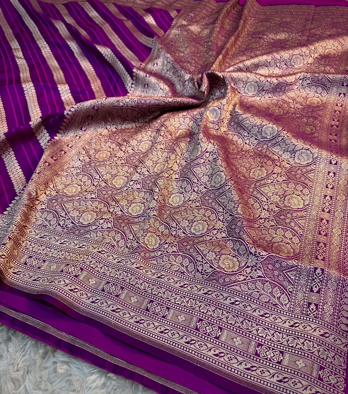 Deep Purple Mashru Katan Silk Saree