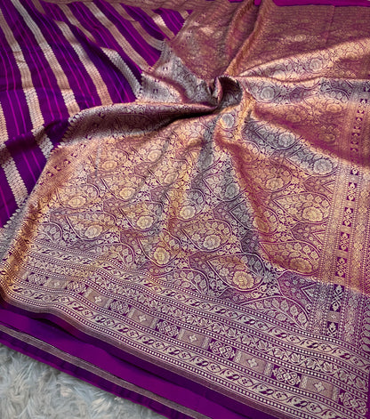 Deep Purple Mashru Katan Silk Saree