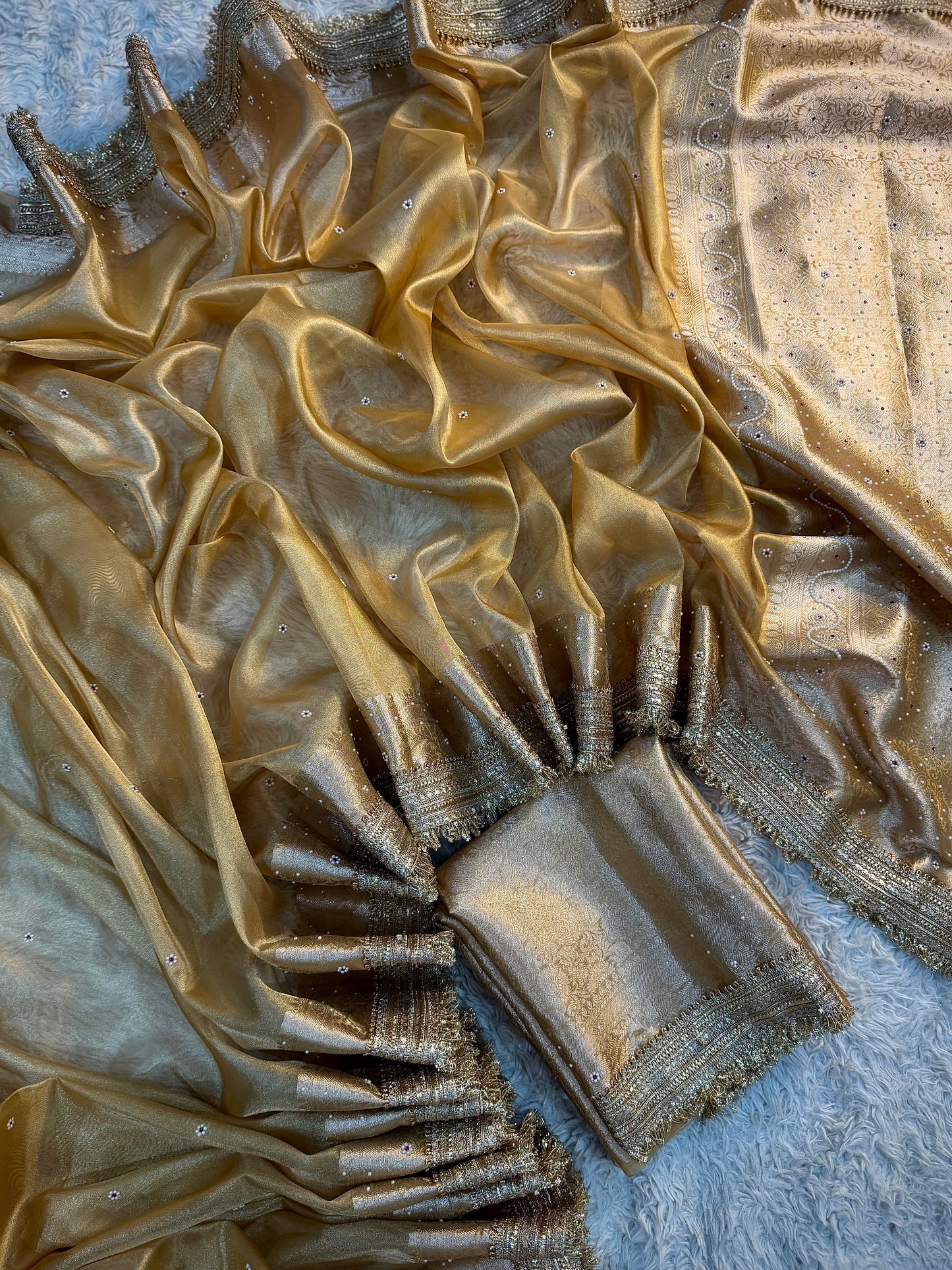 Light Gold Soft Silk Tissue Saree