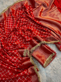 Imperial Red Georgette Katan Silk Saree