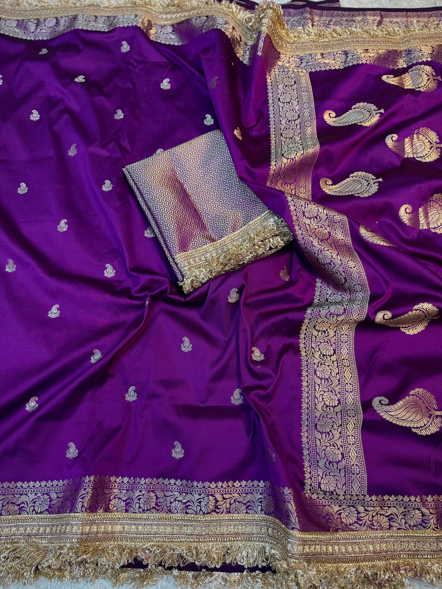 Deep Purple Soft Silk Banarasi Saree