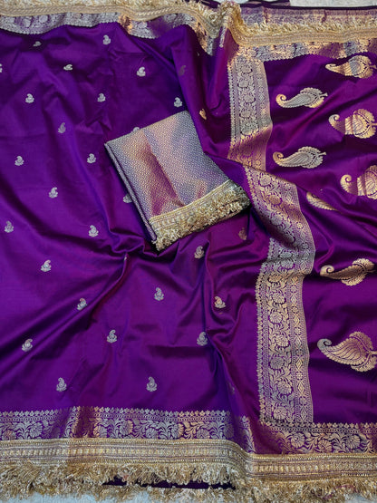 Deep Purple Soft Silk Banarasi Saree