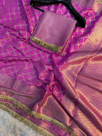 Rosewood Magenta Georgette Katan Silk Saree