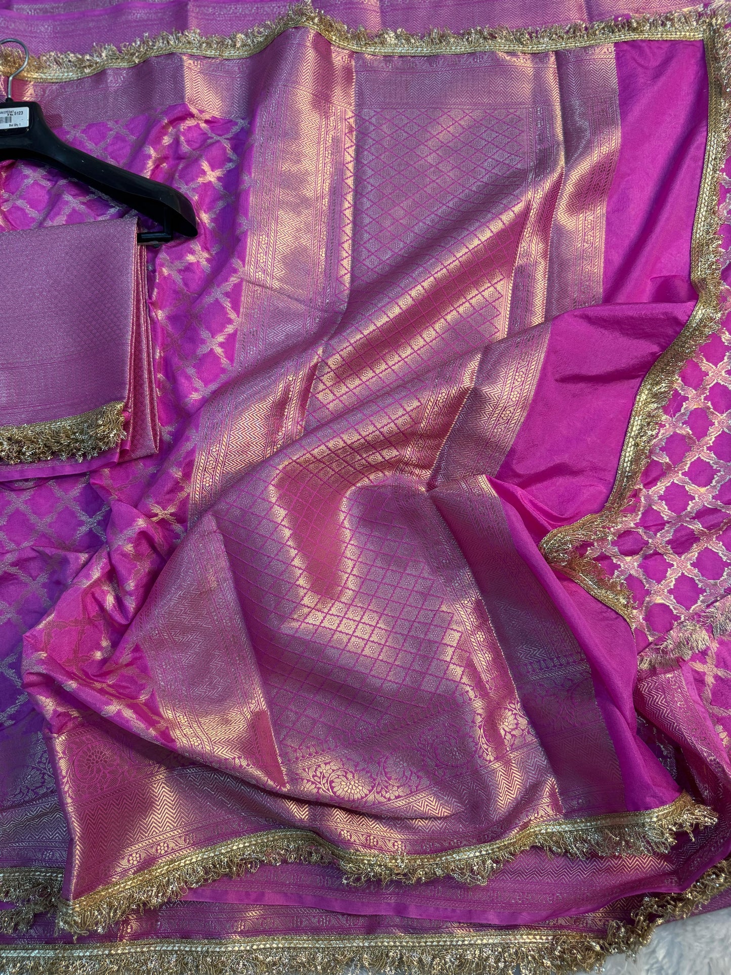 Rosewood Magenta Georgette Katan Silk Saree