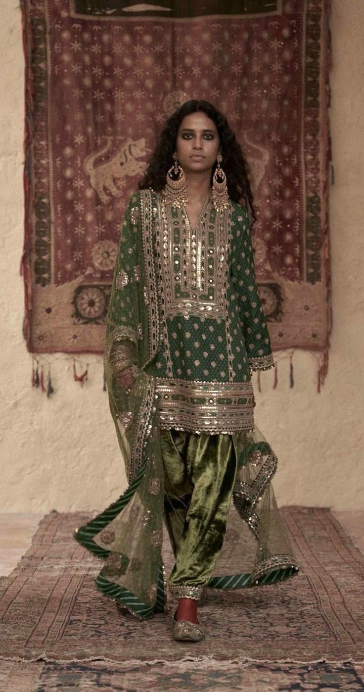 Emerald Velvet Gota Salwar Set