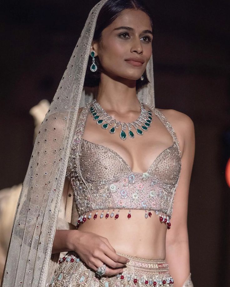 Champagne Jeweled Halter Bustier