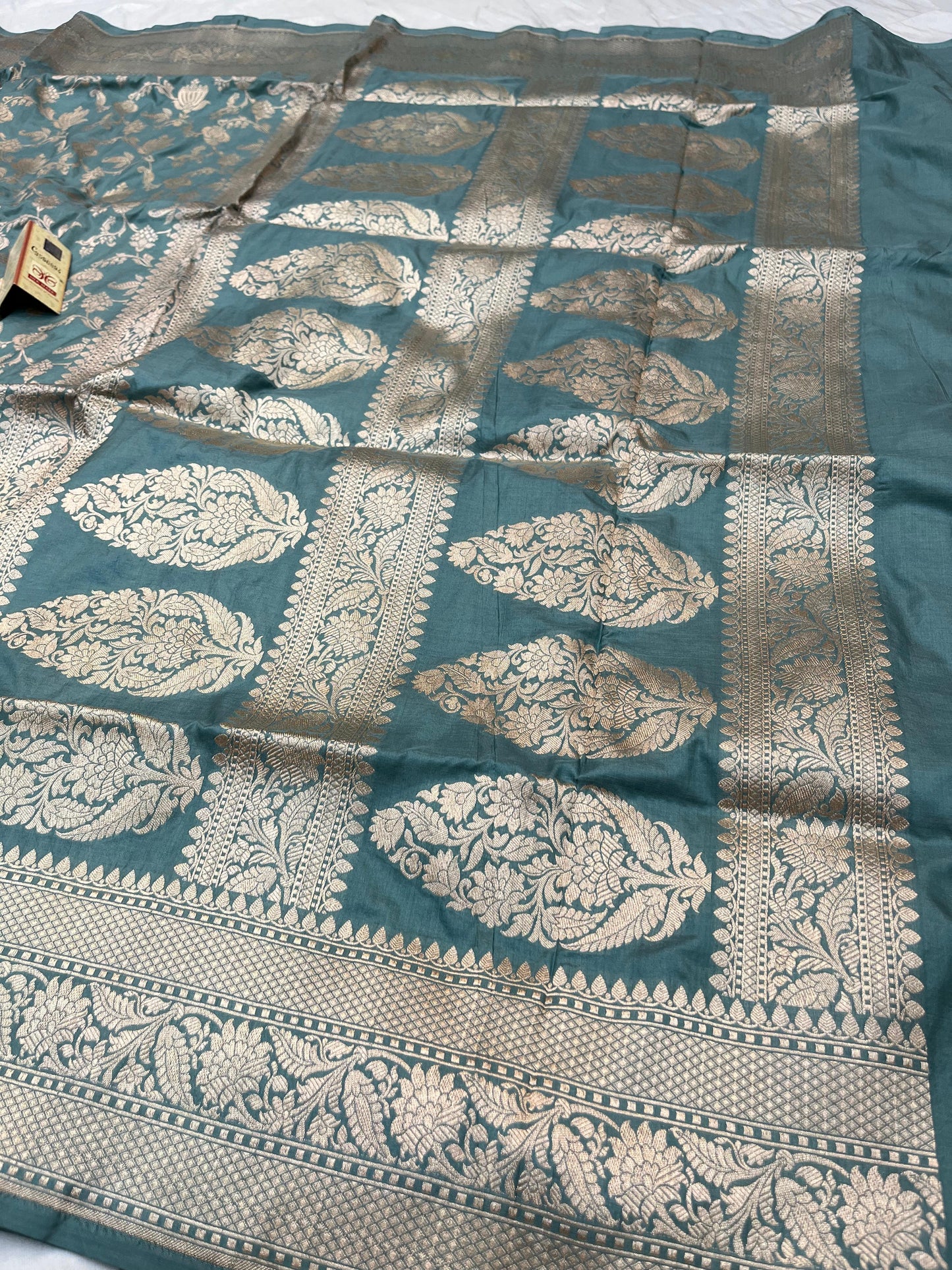 Slate Grey Pure Katan Silk Saree