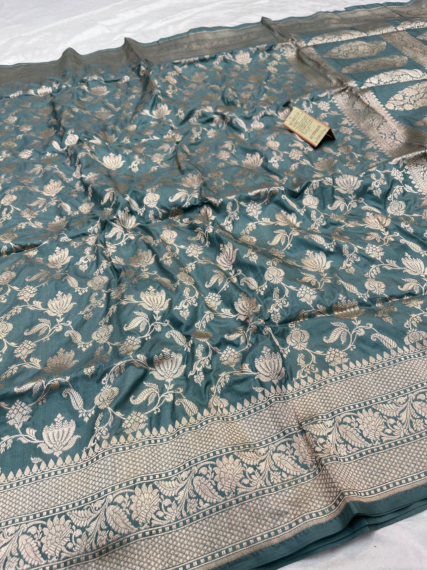 Slate Grey Pure Katan Silk Saree