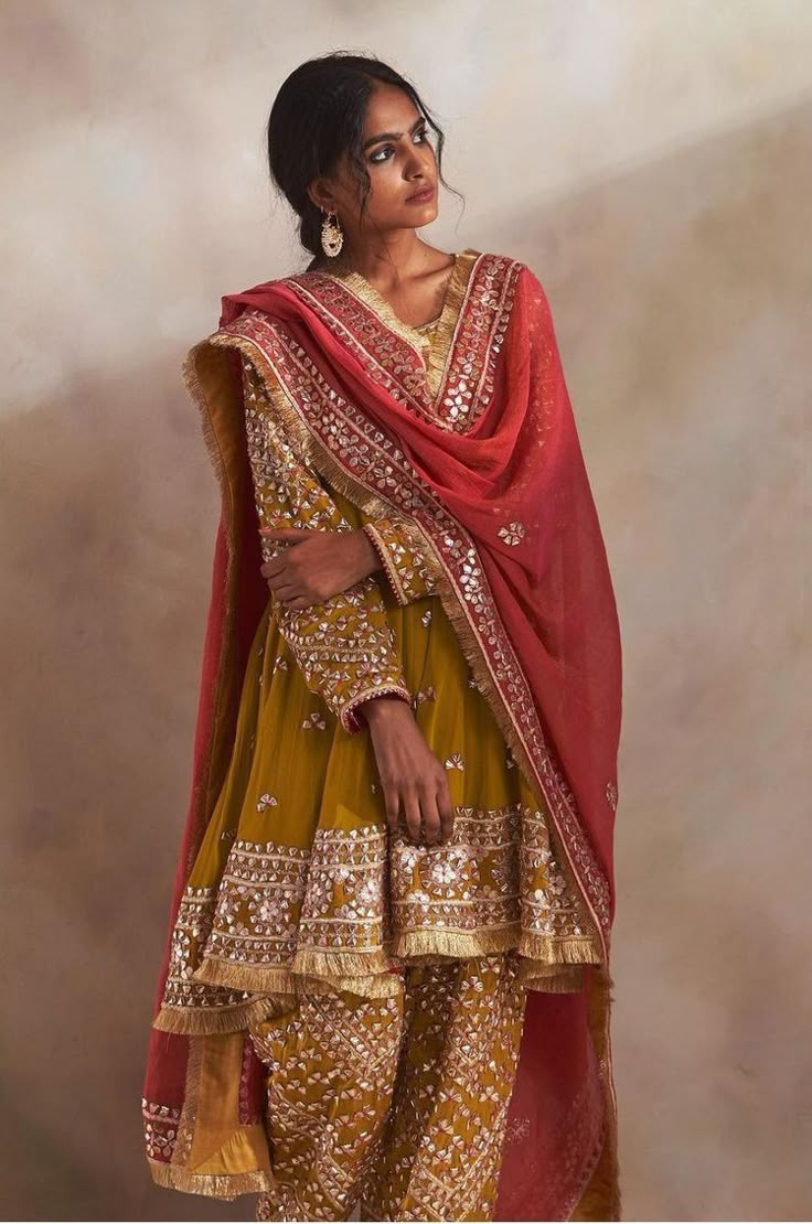 Mustard Gota Short Anarkali