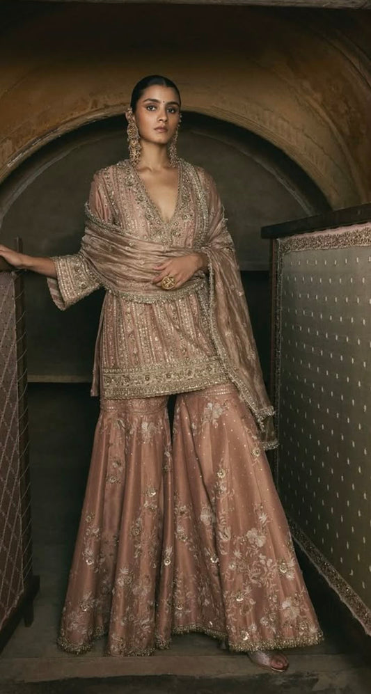 Dusty Rose Zardozi Sharara