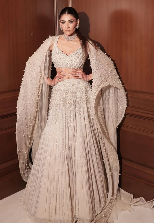 Ivory Pearl Plissé Cape Set
