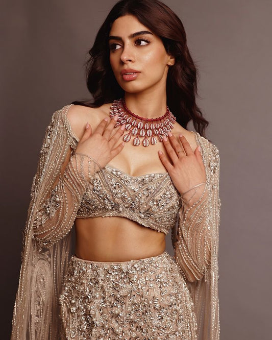 Champagne Crystal Cape Bustier