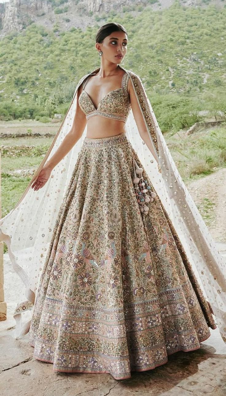 Pastel Peacock Heritage Lehenga