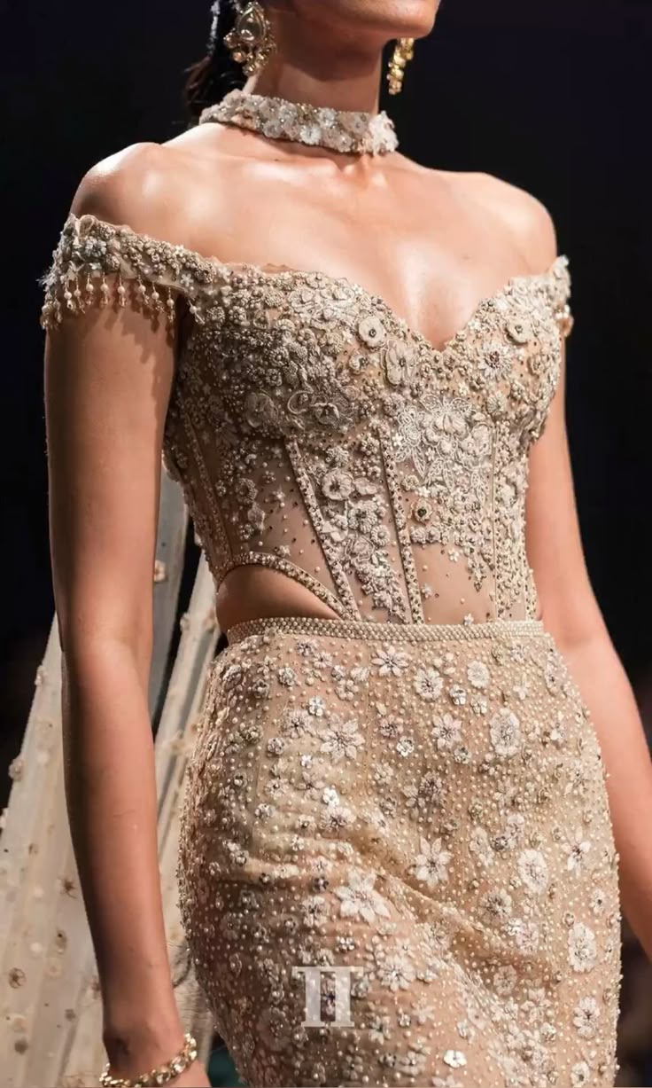 Off-Shoulder 3D Floral Corset Gown